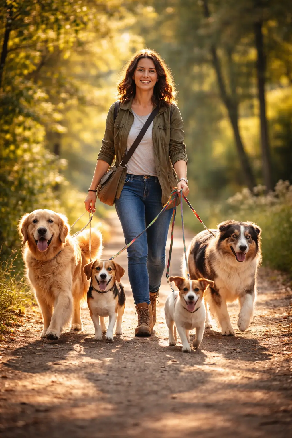 Hund und Mensch beim Spaziergang im Bergischen Land